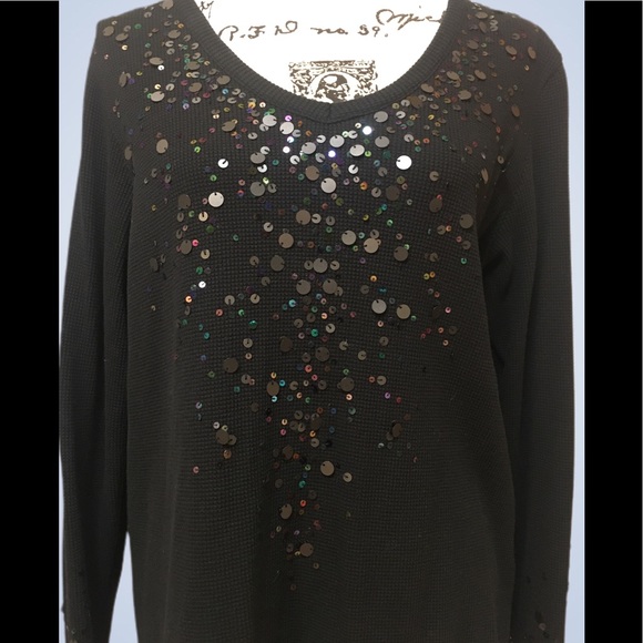 Black Quacker Factory fancy long sleeve top with embellished detail - Picture 8 of 8